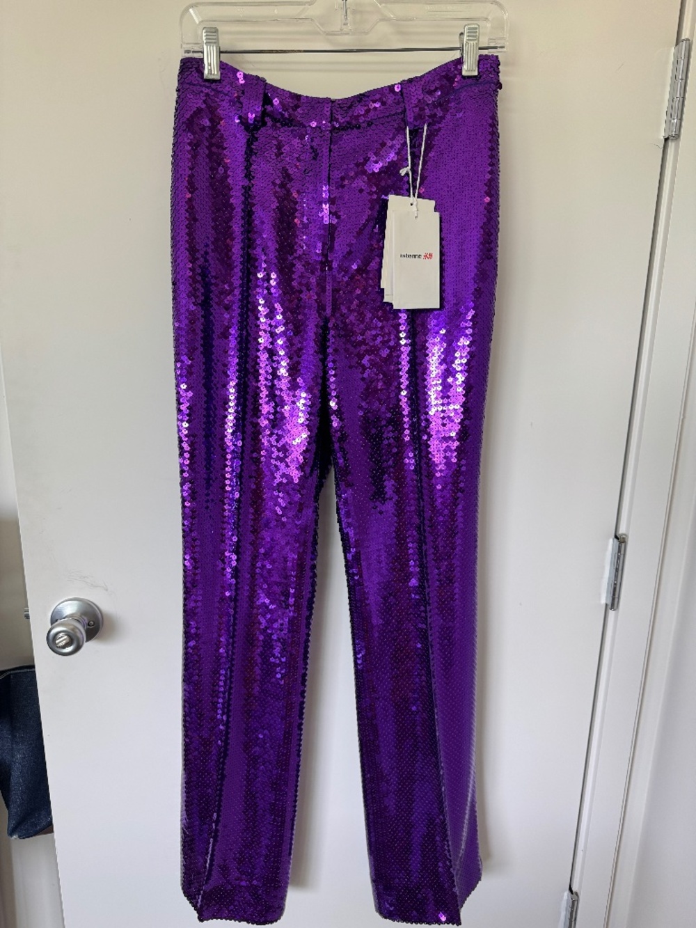 Paco Rabanne/H&M Purple sequin Disco Pants NWT Sze 6/38